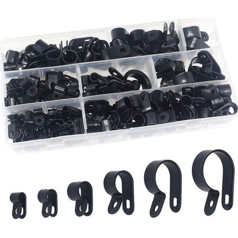 Nylon plastic clamps 200 pieces - cable ties for lines, cables, ducts and channels Ø 5/6/10/13/19/23 mm (1/4)