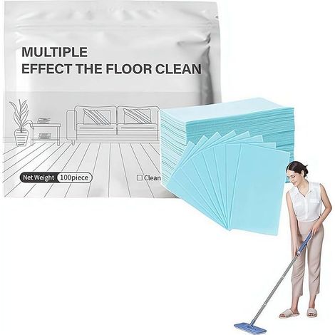100 feuilles de nettoyage multi-usages pour sols, adaptées au nettoyage des carrelages, parquets, sols stratifiés et surfaces de camping-cars. (1/5)