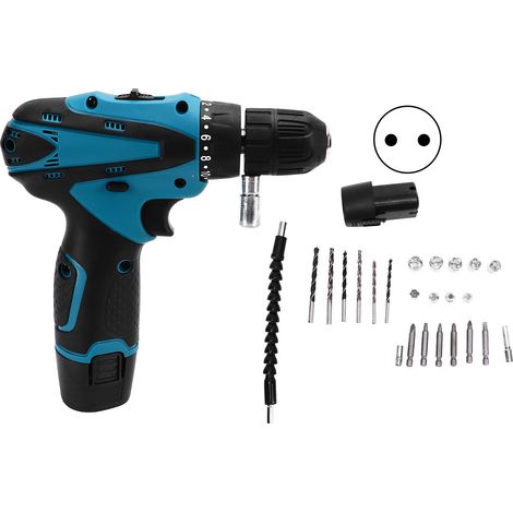 Perceuse sans fil rechargeable 12V, tournevis électrique réglable, kit avec mandrin, chargeur 100-240V prise UE (1/5)