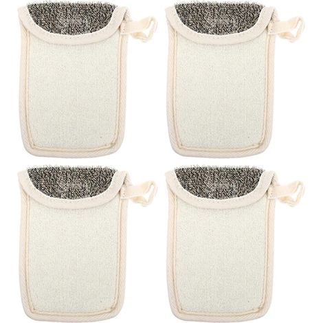 Sac à savon en lin noir lot de 4 avec cordelette de (1/5)