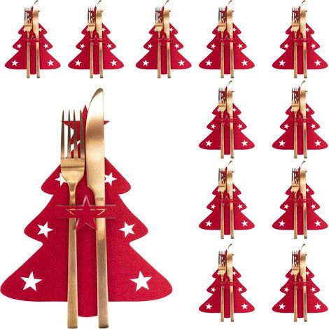 12-teiliges Weihnachtsbesteckset, Weihnachtsbestecktasche, Messerhalter, Tischdekoration für die Weihnachtsfeier (1/4)