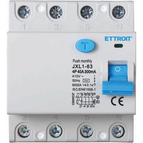 ETTROIT Interruttore Differenziale Puro salvavita 4P 40A 300mA 380V-6KA - JX344063 (1/5)