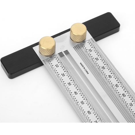 Règle à trous type T acier inoxydable jauge de traçage outil marquage mesure menuiserie 200 mm (1/5)