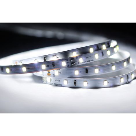 HQS-6W-60LED-W-12V-5m: Professioneller LED-Streifen 6W/m, 12V, 60LEDs 2835 Weiß, 6500K, IP33