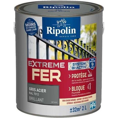 Extrem graues Stahl RAL 7012 glänzend - RIPOLIN - 2 L