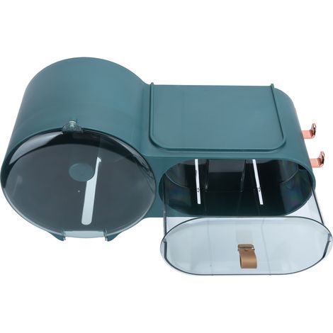 Porte-rouleau mural imperméable pour papier toilette - Boîte de rangement ronde verte pour salle de bain