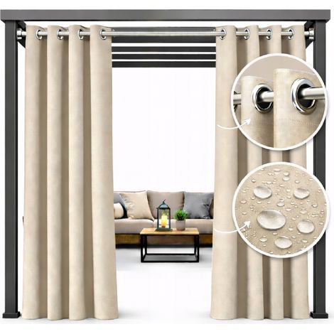 Tenda da giardino impermeabile 155x220 su ruote per terrazzo e balcone, beige chiaro, 1 pz.