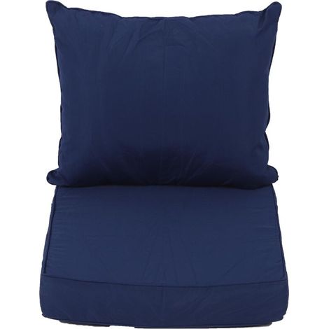 Ensemble de coussins de chaise d'extérieur en polyester imperméable et coton PP épais intégré pour siège et dossier pour jardin, terrasse, plage, bleu marine-Crezuo
