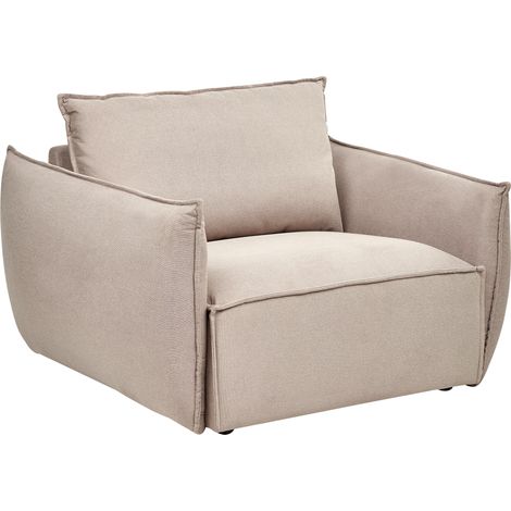 Sillón de tela bajo asiento profundo y ancho respaldo acolchado acogedor moderno gris pardo Kunes (1/5)