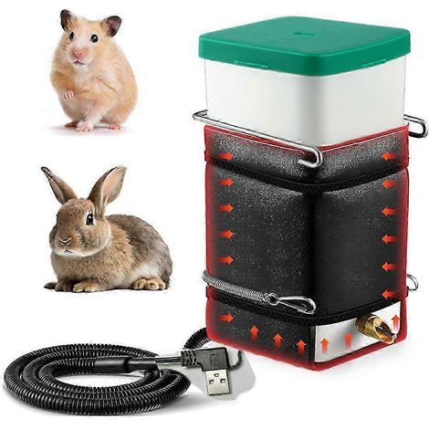 Bouteille d'eau chauffante pour lapins, 950 ml (32 oz), anti-goutte, pour lapins, cochons d'Inde, furets, oiseaux et perruches calopsittes. (1/4)