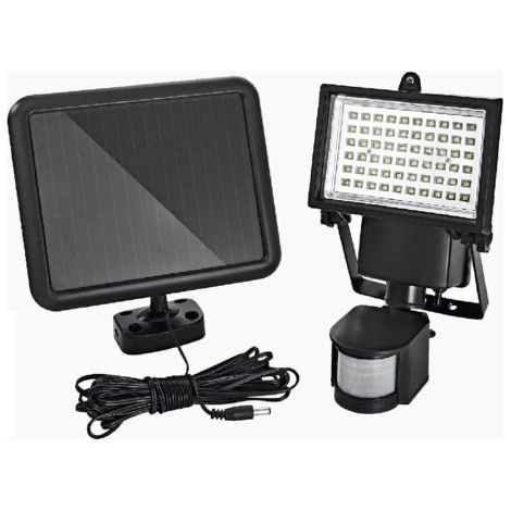 60 LED Spot solaire IP44 applique murale solaire projecteur solaire avec détecteur de mouvement I éclairage extérieur solaire I éclairage extérieur I projecteur à capteur solaire [Classe énergétique A (1/5)