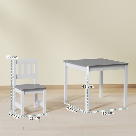 Table enfant avec 2 chaises, ensemble de salon enfant 3 pièces, mobilier enfant, 56 x 52 x 48 cm, gris (1/5)