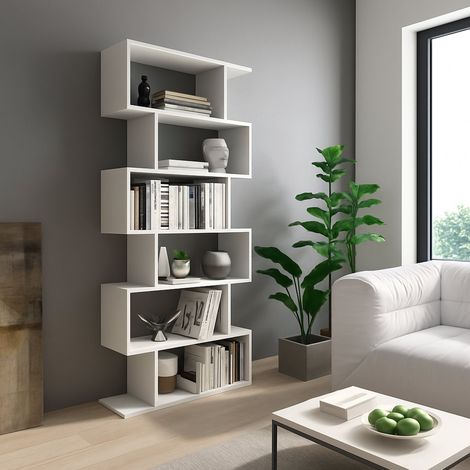 Libreria Clisi, Biblioteca 5 Ripiani, Installazione a Terra, Portata Ripiani 15, 80x25x191h cm Bianco (1/3)