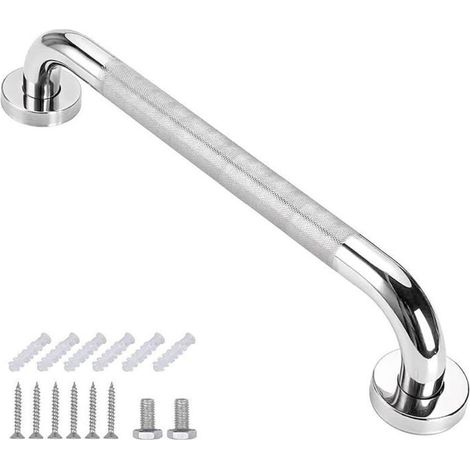 Barra de apoyo antideslizante - 40 cm - Acero inoxidable - Apta para duchas - Con tornillos - 25 mm de diámetro (1/4)