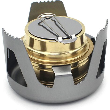 Portable Mini Ultra-Light Copper Alloy Spirit Burner Alcohol Stoves for Outdoor Camping and Hiking, Grey (1/5)