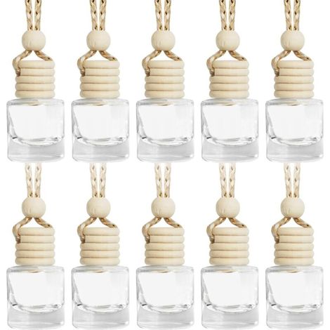 10PCS Diffuseur Voiture,Diffuseur Voiture Vide,Diffuseur Parfum Voiture,Diffuseur Huiles Essentielles Voiture,Flacon Diffuseur Parfum Vide,Convient à Toutes Les Voitures (Round, 10PCS)