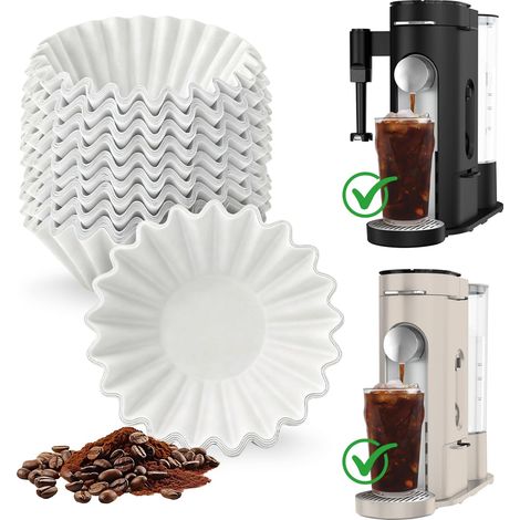 Filtres à café jetables : paquet de 200, papier 50 g/m² pour Ninja PB051 PB041 - Petit panier, fond plat, biodégradables pour la cuisine domestique (1/5)
