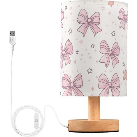 Kcldeci Jolie lampe de chevet avec nœuds roses et étoiles pour (1/5)