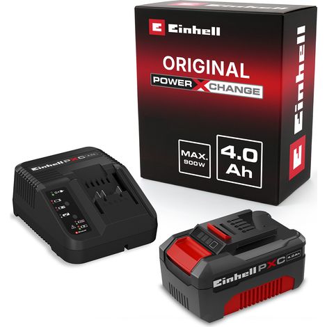 Original Einhell Starter Kit PXC 4,0 Ah (18 V, 900 W, Akku + 3 A Ladegerät, 75 min Ladezeit, Power X-Change, Li-Ion, Lademanagement, LED-Anzeige)