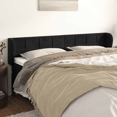 vidaXL Cabecero de terciopelo negro 163x23x78/88 cm (1/5)