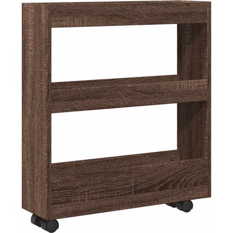 Chariot de rangement étroit 3 niveaux chêne marron CFW672029 (1/5)