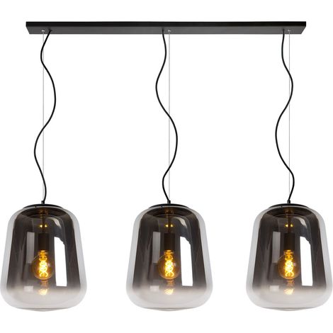 Suspension moderne îlot fumé noire GLORIO 3xE27 60W (1/4)