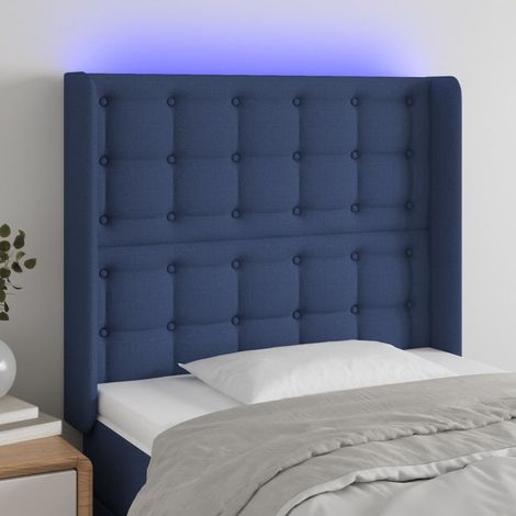 Tête de lit LED bleu réglable en tissu avec bande lumineuse 93 x 16 x 118/128 cm - PANGIVO (1/5)