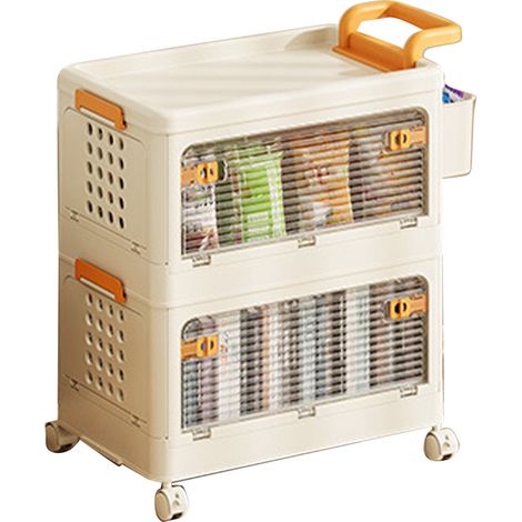 Bacs de rangement pliables solides durables portables conteneurs d'organisation empilables pour snacks jouets vêtements livres 2 étages (1/5)