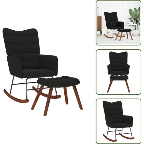 vidaXL Chaise à bascule avec repose-pied noir velours