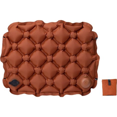 Coussin de siège gonflable léger et imperméable, coussin portable idéal pour le camping, la randonnée, la montagne et les tribunes, mais aussi pour la maison, le bureau et un usage quotidien. Marron. (1/5)