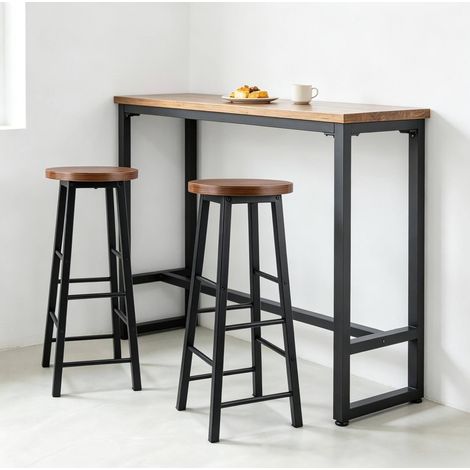 MEUBLIV 2er-Set Barhocker 71 cm Braun und Schwarz mit Fußstütze (1/5)