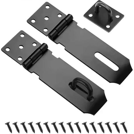 Set aus 2 Edelstahl-Vorhängeschlössern (12,7 cm/5 Zoll), robuste Winkelschlösser für Gartenhäuser, Tore und Scheunen, extra dick, witterungsbeständig, schwarze Oberfläche (1/5)