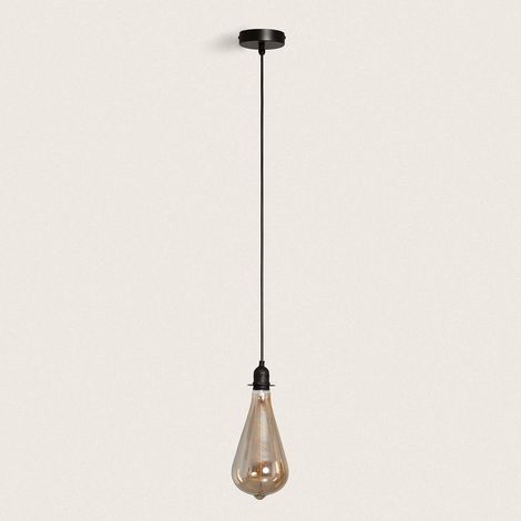 Supporto con Portalampada per Lampada a Sospensione Esterno con Cavo PVC Nero (1/4)
