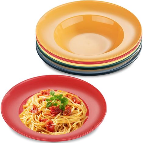 6 Pièces Assiettes À Creuses, Assiette À Pâtes, Assiettes Creuses En Plastique, 23 CM Assiette Plastique Reutilisable, 330 ML Assiette À Soupe Saladier Idéale Pour La Gastronomie Et La Maison (1/5)