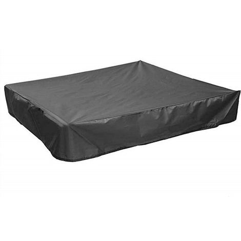Housse de protection carrée avec cordon de serrage — Bâche pour bac à sable en tissu Oxford, housse protectrice imperméable et résistante aux UV (Noir, 47 x 47 pouces)