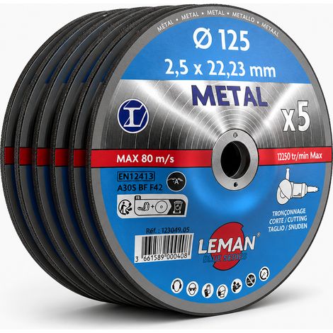 Lot de 5 disques à tronçonner METAL - Kit de disques pour meuleuse d'angle - Disques abrasifs pour découpe de métaux - (1/5)