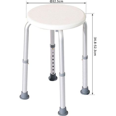 Tabouret de douche rond antidérapant – Réglable en hauteur – Robuste et léger – Supporte 135 kg – Confort et sécurité (1/4)
