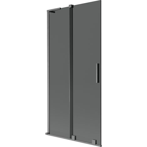 Mexen Velar L Badewannenfaltwand 2-teilig verschiebbar 90 x 150 cm, graphit, gebürstetes Gun Gray - 896-090-003-41-66 (1/5)