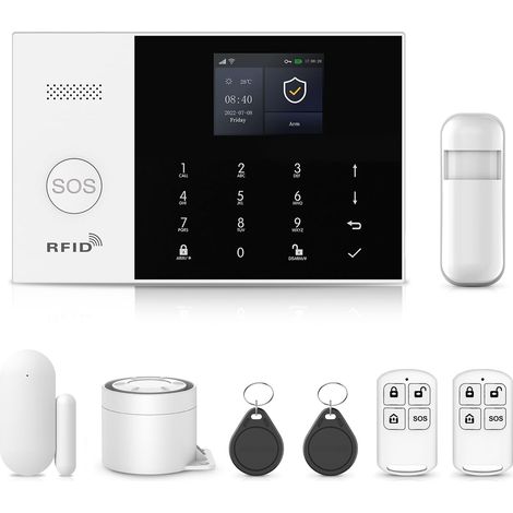 4G/WiFi Alarme Maison sans Fil, 8 Pack, Kits de Sécurité pour la Maison avec Sirène, Détecteur de Mouvement, Capteurs de Fenêtre et de Porte, Télécommande (1/5)
