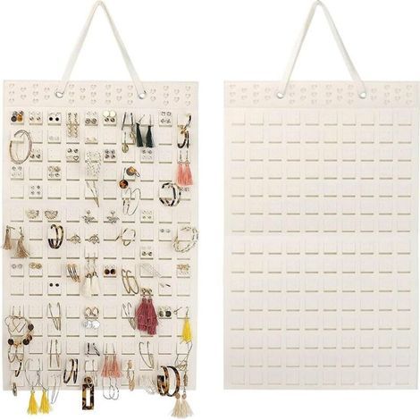 Pair Porte-boucles et porte-colliers - Présentoir à bijoux pour filles - Peut accueillir jusqu'à 300 paires (blanc) (1/5)