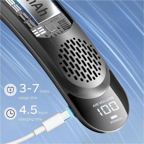 Ventilador de Cuello Sin Aspas con Placas Cerámicas, 4000mAh y Pantalla LED, Diseño Plegable – Ideal para Oficina y Viajes (1/3)