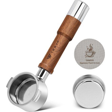 Bottomless filter holder 51 mm, Stainless steel, Walnut handle, For Delonghi ECP3420 EC155 (1/5)