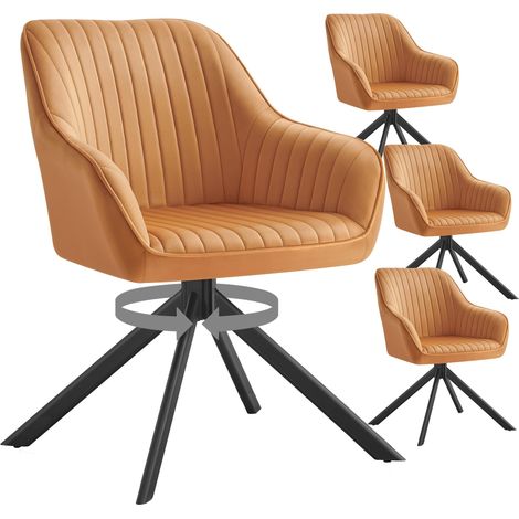 Chaises Salle à Manger Rembourrées, Lot de 4, Velours, Pivotantes (1/5)
