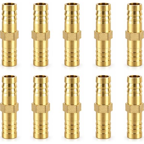 10PCS Raccord Droit en Laiton 10mm, Connecteur Cannelé Droit pour Durite, Adaptateur Résistant pour Eau Air Huile, Raccord Barbillon pour Arrosage Jardin, Installation Facile et Connexion Durable (1/5)
