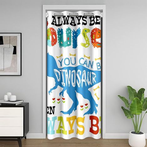 Rideau de Porte 86x203 Enfant Dino Mignons, Rideaux Occultant Dinosaure pour Garçons Filles, Rideau de Placard Animaux de Dessin Animé, Rideaux Intérieurs Coloré Kawaii - 86L X 203H cm (1 Panneaux) (1/5)