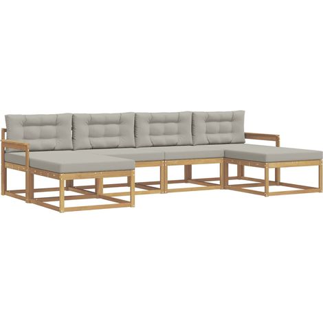 Set di divani da esterno 6 pz 6-Posti Bianco e Grigio Chiaro vidaXL (1/5)