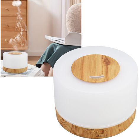 500-ml-Tisch-Luftbefeuchter, Aromatherapie-Diffusor, Holzoptik, 7 LEDs, leise (35 dB), Fernbedienung, 100–240-V-US-Stecker mit Becher (1/5)