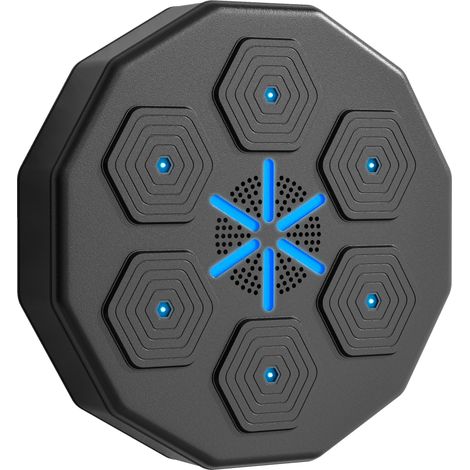 Beyamis Entraîneur de boxe avec fonction musicale, Bluetooth, points lumineux, montage mural, cuir synthétique, noir (1/5)