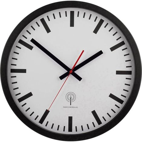 [NEUWERTIG] B-Ware EUROTIME 56862 Funk Wanduhr Dekouhr Uhr rund 40cm Metallgehäuse Schwarz (1/2)