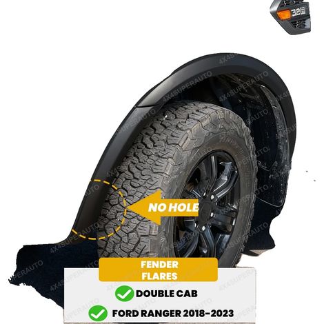 Extensiones de guardabarros, compatibles con Ford Ranger T8 2018-2023, aspecto agresivo, construcción duradera de ABS, SIN AGUJEROS. (1/2)